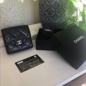 Authentic Lambskin Chanel Quilted compact wallet